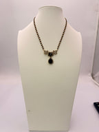 Original Black Diamond Cut Beads Necklace with Black Stone Locket – 17 Inches