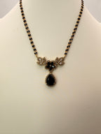 Original Black Diamond Cut Beads Necklace with Black Stone Locket – 17 Inches