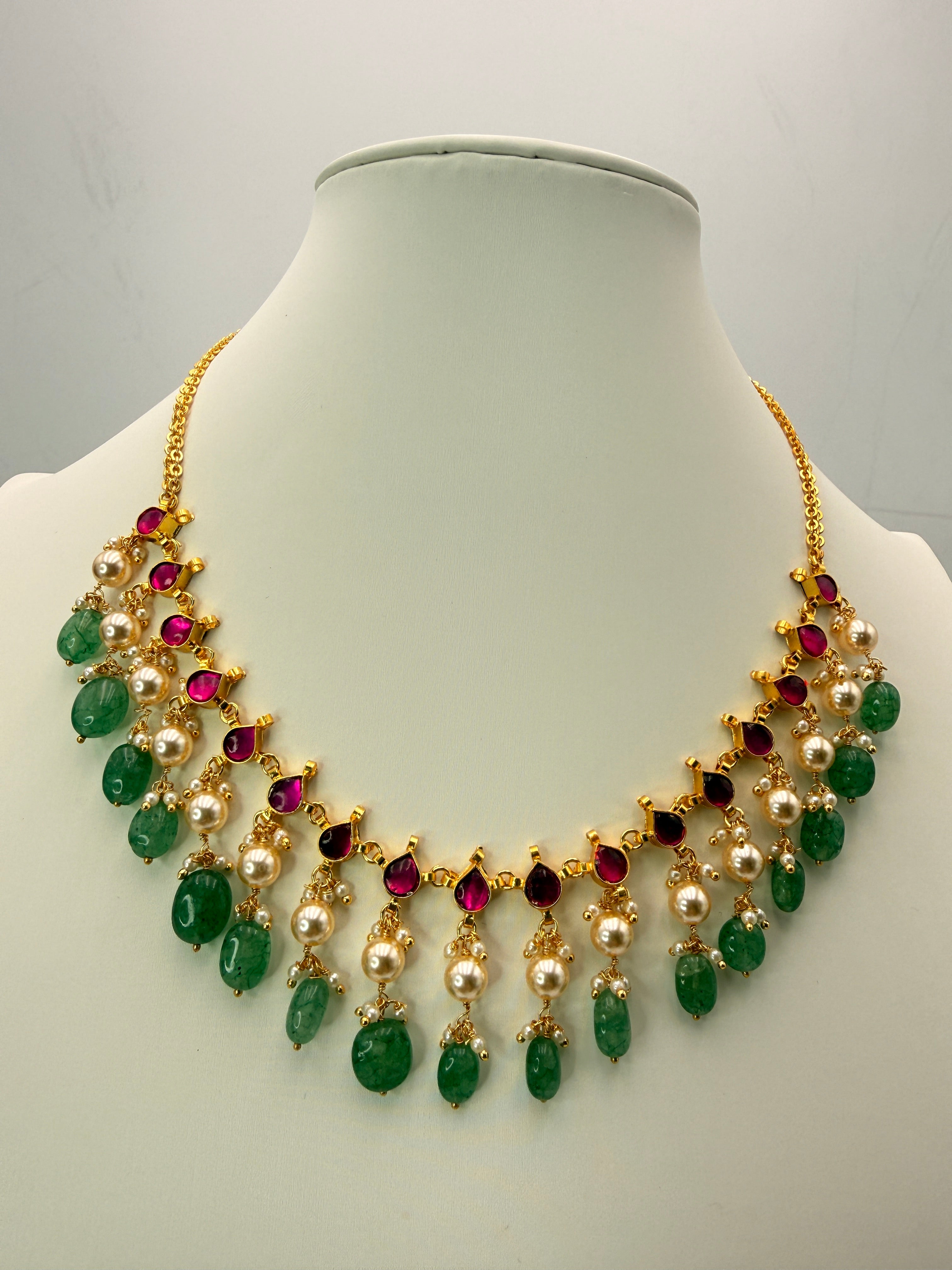 Jadau Kundan Neck Set – 16 Inches | Traditional Handcrafted Designer Jewellery