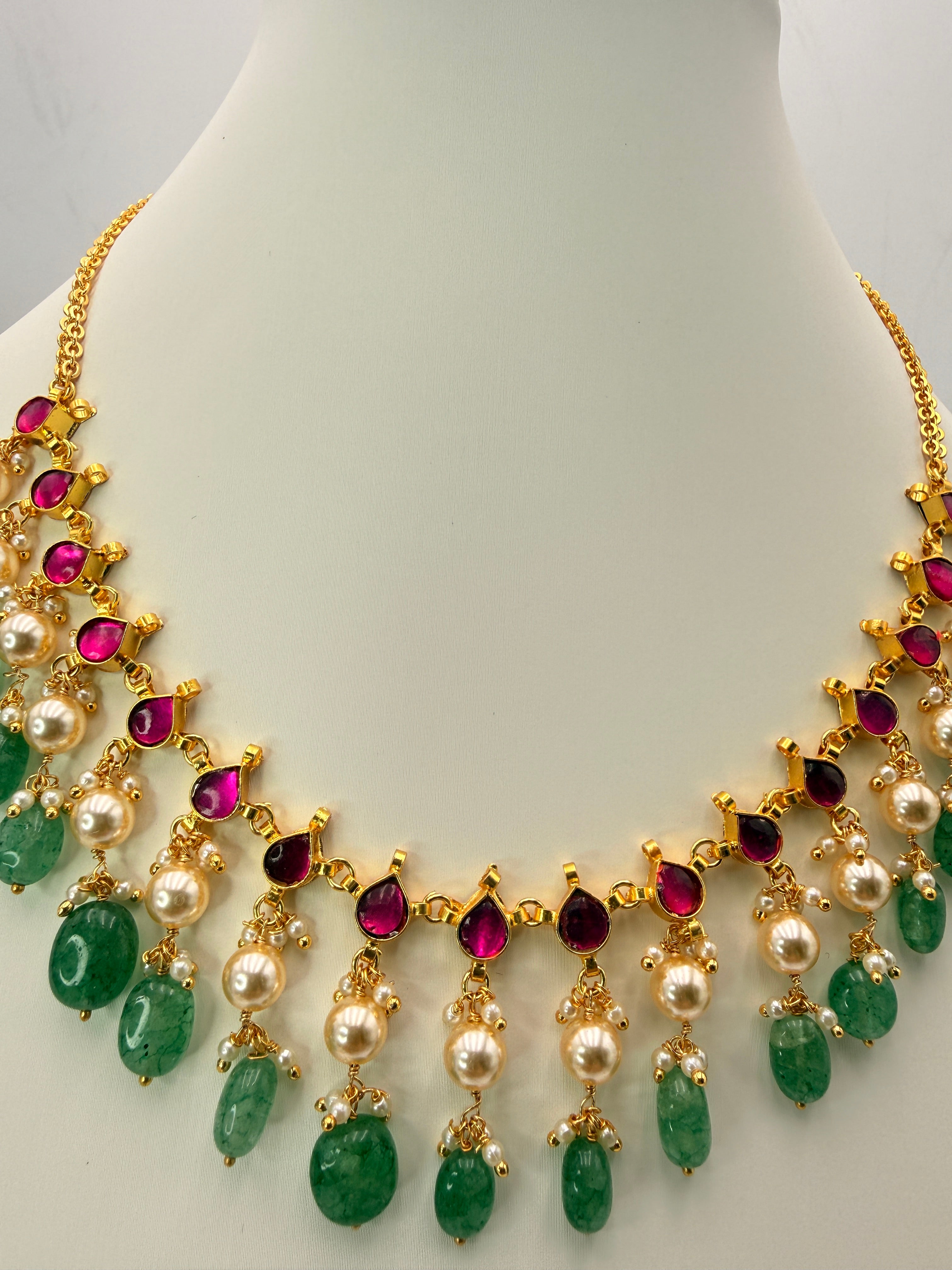 Jadau Kundan Neck Set – 16 Inches | Traditional Handcrafted Designer Jewellery