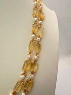 Natural Citrine with Freshwater Pearls & Handmade Gold Kattulu Kattu Teega – Premium Gold Mixing