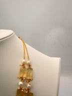 Natural Citrine with Freshwater Pearls & Handmade Gold Kattulu Kattu Teega – Premium Gold Mixing