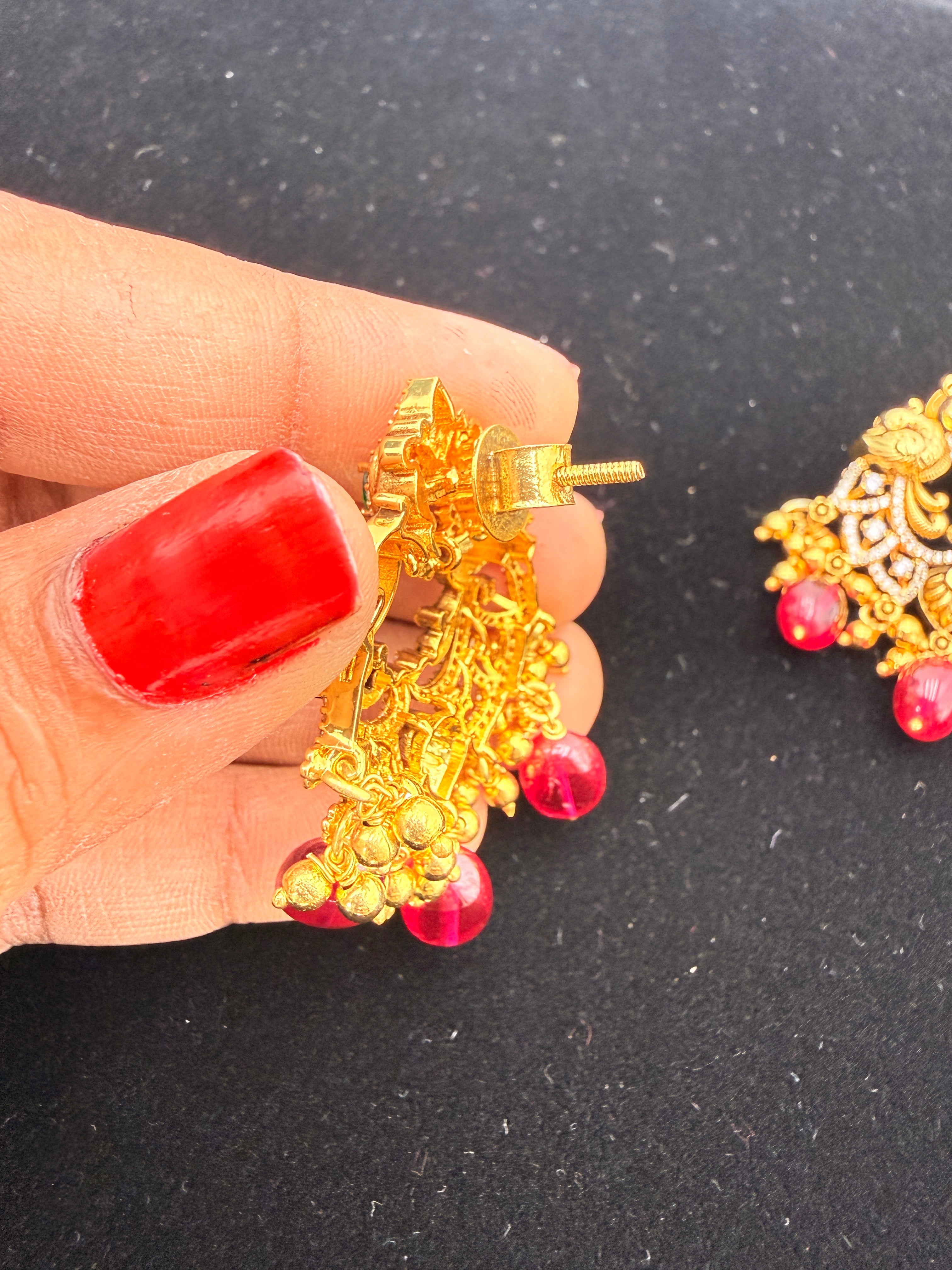92.5 Silver with 916 Gold Purity Chandbali Earrings