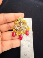 92.5 Silver with 916 Gold Purity Chandbali Earrings