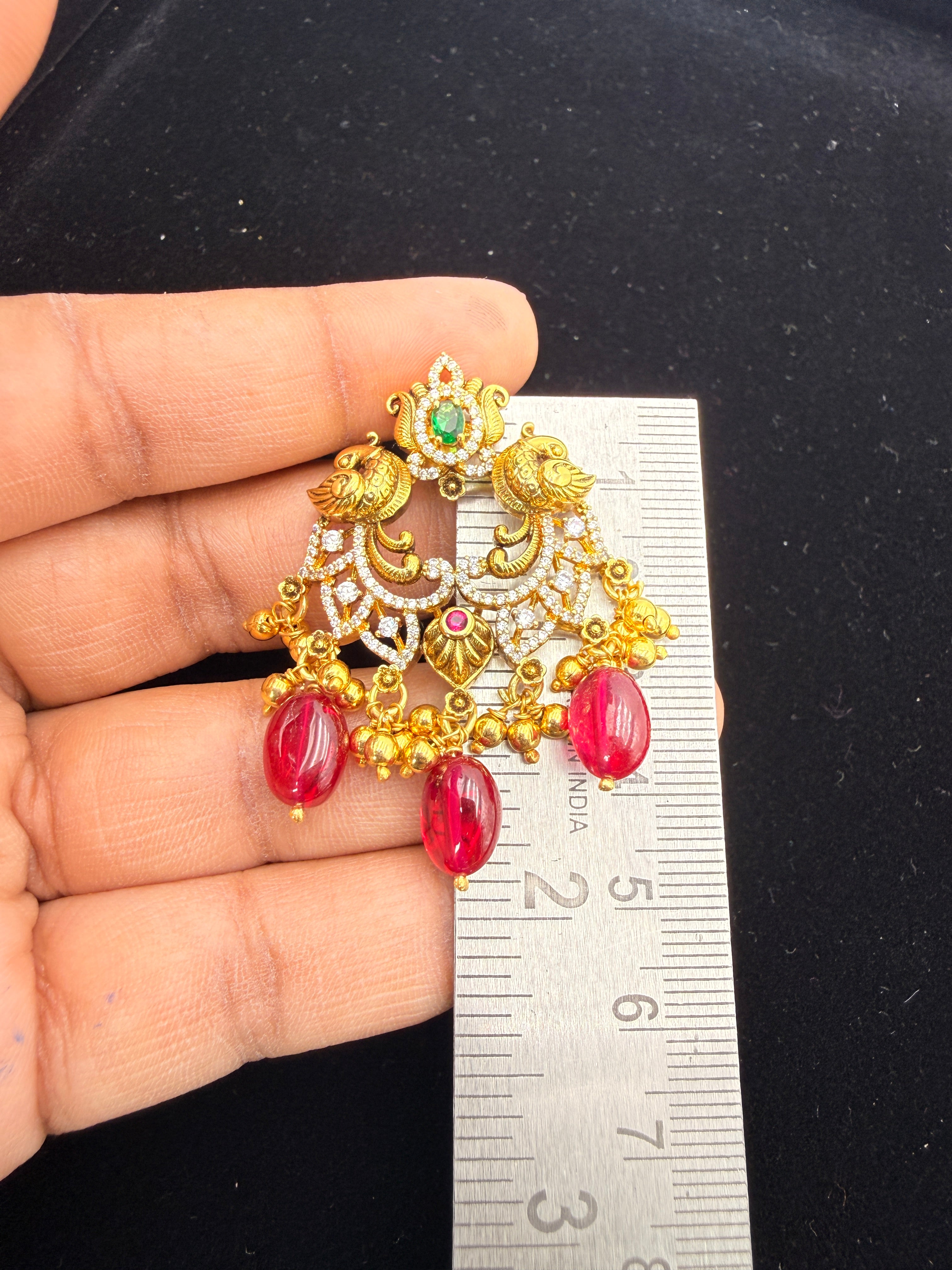 92.5 Silver with 916 Gold Purity Chandbali Earrings