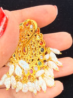Navratna 92.5 Silver Pendant with rice pearls