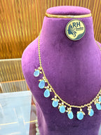 Natural Aquamarine Handmade Chandraharam – Traditional Design